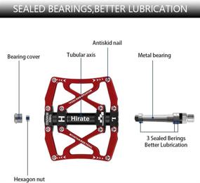 img 2 attached to 🚲 Hirate Mountain Bike Pedal, Antiskid Aluminum Alloy Pedals with 3 Sealed Bearings for Road MTB BMX Cycling, 9/16-inch