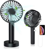 💨 rechargeable usb desk fan, black mini handheld fan with power bank, portable personal cooling fan for home office and travel in 2021 logo