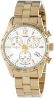 ⌚ timex women's ameritus chronograph white dial gold-tone stainless steel bracelet watch: elegant timepiece for stylish ladies logo