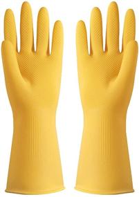 img 3 attached to Rubber Kitchen Dishwashing Gloves – Waterproof, Reusable, Medium Size (Yellow, 1 Pair)