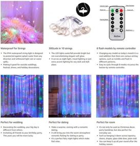 img 3 attached to Enhance Your Space with 300 LED Curtain String Lights: USB Powered, Remote Control, and 8 Lighting Modes – Perfect for Christmas Party, Garden, Bedroom, and Outdoor Indoor Wall Decoration