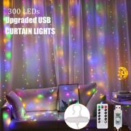 enhance your space with 300 led curtain string lights: usb powered, remote control, and 8 lighting modes – perfect for christmas party, garden, bedroom, and outdoor indoor wall decoration логотип