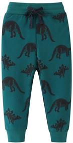 img 2 attached to EULLA Dinosaur Drawstring Sweatpants: Trendy Dinosaur 7 Boys' Clothing