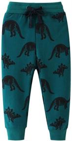 img 4 attached to EULLA Dinosaur Drawstring Sweatpants: Trendy Dinosaur 7 Boys' Clothing