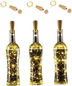 img 4 attached to 🍷 USB Rechargeable Wine Bottle String Lights - AnSaw 3 Pack 20LED Cork Shape Fairy Lights for Home Decoration - Perfect for Party, Christmas, Halloween, Wedding (Warm White)