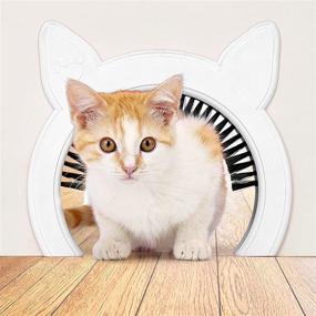 img 4 attached to 🐾 PAWSM Cat Door: Removable Brush for Grooming and Hiding Litter Box - Perfect for Kids and Dogs! Interior Door Cat Door Solution