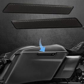 img 3 attached to NTHREEAUTO Black Saddle Bag Reflectors Latch Covers for 🔴 2014-2020 Harley Touring FLT FLHT Road King Road Glide Street Glide