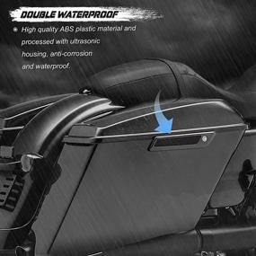img 2 attached to NTHREEAUTO Black Saddle Bag Reflectors Latch Covers for 🔴 2014-2020 Harley Touring FLT FLHT Road King Road Glide Street Glide