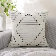 🛋️ hand-woven boho cotton throw pillow cover for sofa, living room, and bedroom - farmhouse style (cream, 1pc, 18x18 inch) logo