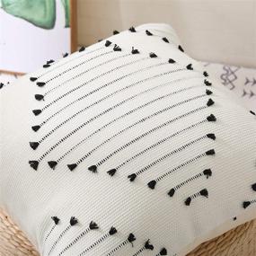 img 3 attached to 🛋️ Hand-Woven Boho Cotton Throw Pillow Cover for Sofa, Living Room, and Bedroom - Farmhouse Style (Cream, 1pc, 18x18 inch)