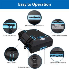 img 1 attached to 🚘 Rynapac Rooftop Cargo Bag: 15 Cubic Feet Soft Shell Car Roof Bag, Waterproof Car Luggage Carrier with Reinforced Straps - Perfect for Cars with Racks