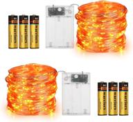 🎃 joomer orange halloween lights: 16.4ft 50 led battery orange lights with 2 modes - perfect twinkle fairy lights for halloween decorations (2 pack)! логотип