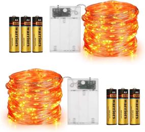 img 4 attached to 🎃 Joomer Orange Halloween Lights: 16.4Ft 50 LED Battery Orange Lights with 2 Modes - Perfect Twinkle Fairy Lights for Halloween Decorations (2 Pack)!