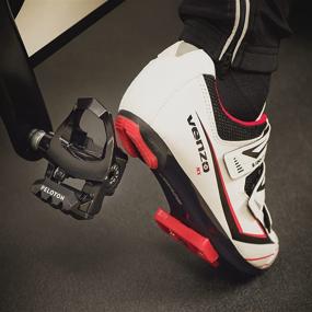 img 1 attached to 🚴 Venzo Men's Road Cycling Shoes - 3 Strap Design - Compatible with Peloton, Shimano SPD & Look ARC Delta - Ideal for Road Racing Bikes in White