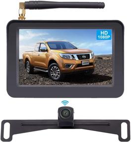 img 4 attached to 📷 AMTIFO HD 1080P Digital Wireless Backup Camera Kit - 5'' Monitor for Cars, Pickups, Trucks, Small RVs - Rear/Front View, Guide Lines On/Off, IP69 Waterproof