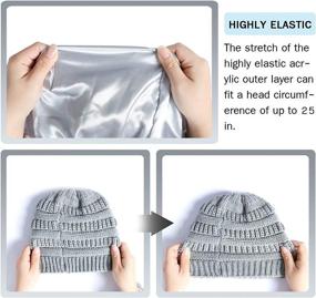 img 2 attached to 👒 FLORENCE IISA Women's Winter Hat - Satin Lined, Stretchy Cable Knit Beanie for Warmth and Style