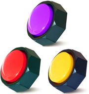 🐶 set of 3 dog speech training buzzers by boskey - recordable buttons to train your dog to communicate their needs - battery included (red+yellow+purple) logo
