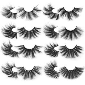 img 2 attached to 🔥 WiwoSEO 8 Pairs 25MM Faux Mink Lashes Pack - Cross Dramatic Long Fluffy Thick Volume False Eyelashes for Eye Enhancement