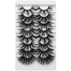 img 4 attached to 🔥 WiwoSEO 8 Pairs 25MM Faux Mink Lashes Pack - Cross Dramatic Long Fluffy Thick Volume False Eyelashes for Eye Enhancement