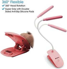 img 1 attached to Nakhal LED Rechargeable Book Light with Clip, Touch Control, 3 Brightness Levels, 360-degree Flexible Desk Lamp, Pink