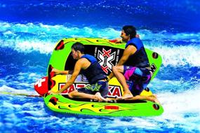 img 1 attached to 🌊 Perfect Adventure Thrills: Wow World of Watersports 13-1010 Big Bazooka Steerable Inflatable Towable Deck Tube - 1 to 4 Person Excitement!