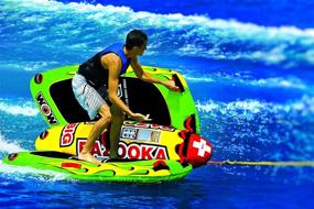 img 3 attached to 🌊 Perfect Adventure Thrills: Wow World of Watersports 13-1010 Big Bazooka Steerable Inflatable Towable Deck Tube - 1 to 4 Person Excitement!