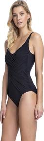 img 2 attached to 👙 Gottex Women's Draped Panel Sweetheart Square Neck Swimsuit - One Piece