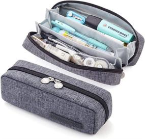img 4 attached to 🖊️ Organize Your Stationery in Style: EASTHILL Pencil Case Tray with 3 Compartments for Girls, Teens, and Students (Black)