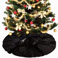 🎄 36-inch black sequin christmas tree skirt - xmas pine tree ornaments, artificial christmas pine tree skirt holiday decor logo