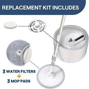 img 3 attached to 🧹 VENETIO iMOP Spin Mop Refills - Pack of 3 Washable Microfiber Mop Pad Replacements and 3 Water Filter Replacements - 10-inch