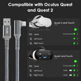 img 1 attached to 🔌 Кабель связи с USB Type C на A с оплеткой длиной 16 футов - кабель передачи данных USB 3.2 Gen1 с угловым разъемом 90 градусов и быстрой зарядкой для Oculus Quest/Quest 2/Rift S и других устройств с портом USB C