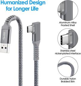 img 2 attached to 🔌 Кабель связи с USB Type C на A с оплеткой длиной 16 футов - кабель передачи данных USB 3.2 Gen1 с угловым разъемом 90 градусов и быстрой зарядкой для Oculus Quest/Quest 2/Rift S и других устройств с портом USB C