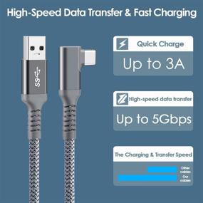 img 3 attached to 🔌 Кабель связи с USB Type C на A с оплеткой длиной 16 футов - кабель передачи данных USB 3.2 Gen1 с угловым разъемом 90 градусов и быстрой зарядкой для Oculus Quest/Quest 2/Rift S и других устройств с портом USB C