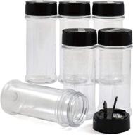 🌶️ salusware 6 pack spice jars bottles - bpa free plastic containers with black caps - ideal for storing spice, herbs, and powders - safe pet material - made in the usa логотип