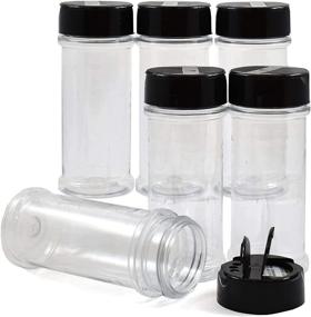 img 2 attached to 🌶️ SALUSWARE 6 Pack Spice Jars Bottles - BPA Free Plastic Containers with Black Caps - Ideal for Storing Spice, Herbs, and Powders - Safe PET Material - Made in the USA