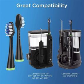 img 2 attached to 💦 Waterpik Complete Care 5.0 & 9.0 Brush Heads: 4-Pack, Black - Ultimate Cleaning!