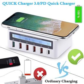 img 3 attached to 🔌 WANLONGXIN 6 Port USB Charging Station with Quick Charge 3.0 and PD Speed Wall Charger, 100W Multiport USB Fast Charging Station including 10W Max Wireless Charging