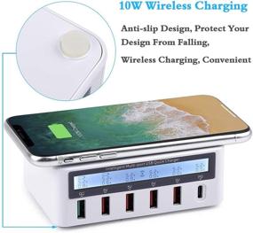 img 2 attached to 🔌 WANLONGXIN 6 Port USB Charging Station with Quick Charge 3.0 and PD Speed Wall Charger, 100W Multiport USB Fast Charging Station including 10W Max Wireless Charging