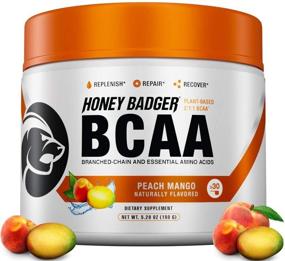 img 4 attached to 🍯 Порошок аминокислот BCAA Honey Badger: Веганский кето-персиково-манговый состав BCAA + EAA для оптимального восстановления и гидратации после тренировки, без сахара и палео - 30 порций