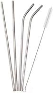 🥤 long stainless steel straws - set of 4, 12" ultra long, 0.3" wide - reusable metal drinking straws with cleaning brush for tall tumblers logo