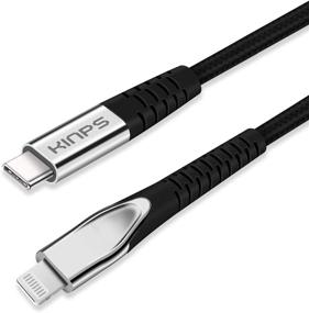 img 4 attached to KINPS MFI сертифицированный кабель USB C на Lightning быстрой зарядки 3 фута - Совместим с iPhone 12/11/11Pro/11 Pro Max/XS MAX/X/XR - Поддерживает передачу энергии - Идеально подходит для использования с зарядками Type C - Черный