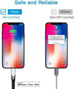 img 2 attached to KINPS MFI сертифицированный кабель USB C на Lightning быстрой зарядки 3 фута - Совместим с iPhone 12/11/11Pro/11 Pro Max/XS MAX/X/XR - Поддерживает передачу энергии - Идеально подходит для использования с зарядками Type C - Черный