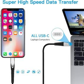 img 1 attached to KINPS MFI сертифицированный кабель USB C на Lightning быстрой зарядки 3 фута - Совместим с iPhone 12/11/11Pro/11 Pro Max/XS MAX/X/XR - Поддерживает передачу энергии - Идеально подходит для использования с зарядками Type C - Черный