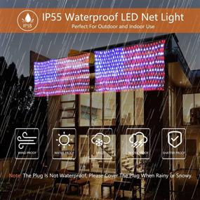 img 1 attached to 🎆 Gogsic American Flag Lights 6.6ft3.3ft Outdoor Decor String Lights: 8 Modes, Waterproof LED Net Light for Patio, Yard, Garden, Christmas, July 4th, Independence Day - With Remote Control