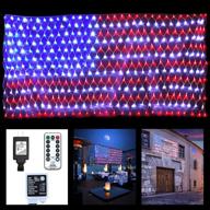 🎆 gogsic american flag lights 6.6ft3.3ft outdoor decor string lights: 8 modes, waterproof led net light for patio, yard, garden, christmas, july 4th, independence day - with remote control logo