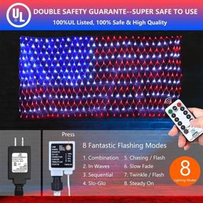 img 2 attached to 🎆 Gogsic American Flag Lights 6.6ft3.3ft Outdoor Decor String Lights: 8 Modes, Waterproof LED Net Light for Patio, Yard, Garden, Christmas, July 4th, Independence Day - With Remote Control