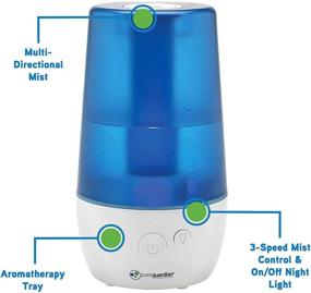 img 1 attached to 🌬️ Pure Guardian H965AR Ultrasonic Cool Mist Humidifier for Small Rooms - 70 Hours Run Time, 1 Gallon Tank, 320 Sq. Ft. Coverage with Silver Clean Treated Tank - Filter Free Operation, Essential Oil Tray included