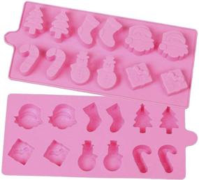 img 2 attached to 🎅 Mini Skater Set of 2 Psc 12-Cavity Christmas Silicone Mold for Soap, Candle, Candy, Chocolates & More (Holiday Mold Pink)