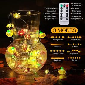 img 1 attached to 🎃 Fall Decoration: Pumpkin Maple Acorns String Lights - 10 Ft Silver Wire, 40 LED - USB and Battery Powered with Dimmable Remote Timer - Ideal for Thanksgiving Decor, Indoor/Outdoor, Fireplace Xmas Decoration