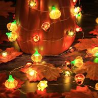 🎃 fall decoration: pumpkin maple acorns string lights - 10 ft silver wire, 40 led - usb and battery powered with dimmable remote timer - ideal for thanksgiving decor, indoor/outdoor, fireplace xmas decoration логотип